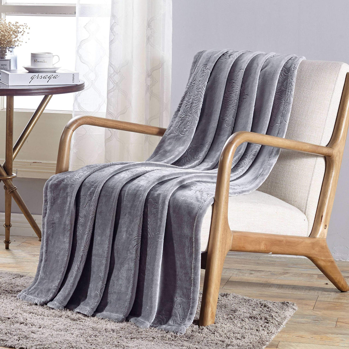 Faith, Hope, Love Home Decor Fleur De Lis Embossed Ultra Lush Paris Throw Blanket