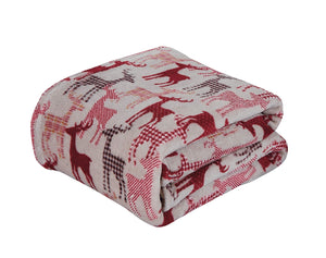 Decor&More Festive Holiday Microplush Throw Blanket (50" x 60") - Reindeer Silhouette