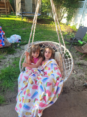 Summertime Fun by Decor&More Extra Soft Throw Blanket (50" x 60") - Ice Cream, Popsicles & Watermelon for Boys and Girls and Kids of Any Age