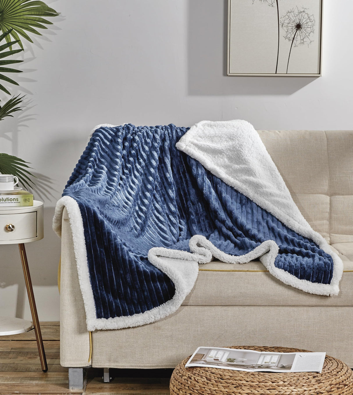 Decor&More Home Essentials Corduroy Sherpa Blanket (Multiple Size Options)