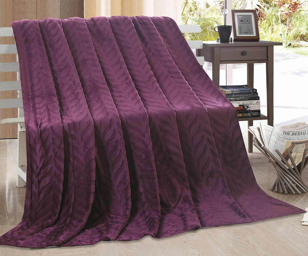 Faith, Hope, Love Home Decor Velvet Touch Microplush Leaf Etched Jacquard Blanket