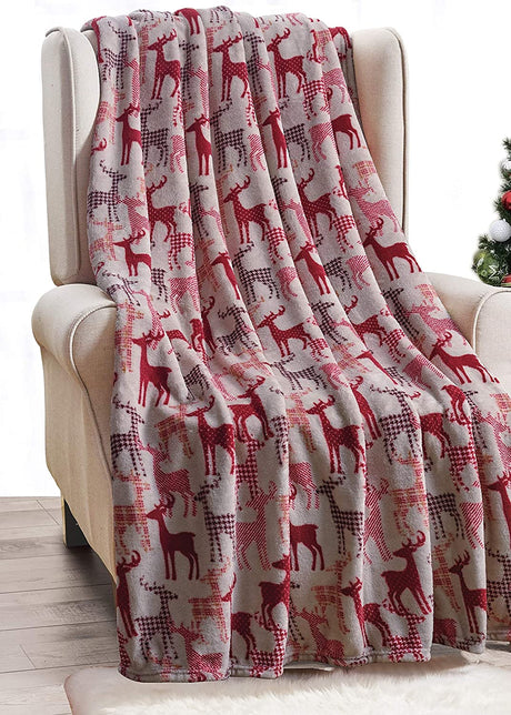 Festive holiday microplush throw blanket (50" x 60")