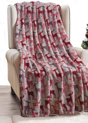 Decor&More Festive Holiday Microplush Throw Blanket (50" x 60") - Reindeer Silhouette