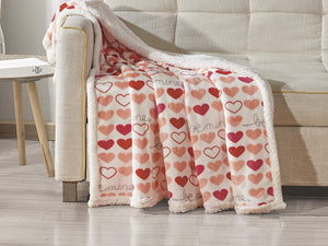 FAITH, HOPE, LOVE HOME DÉCOR Heart Throw Blanket – Ultra Soft Microplush 50"x60" | Cozy Love Theme Gift for Couch, Bed, Travel | Washable | Be Mine with Sherpa Backing
