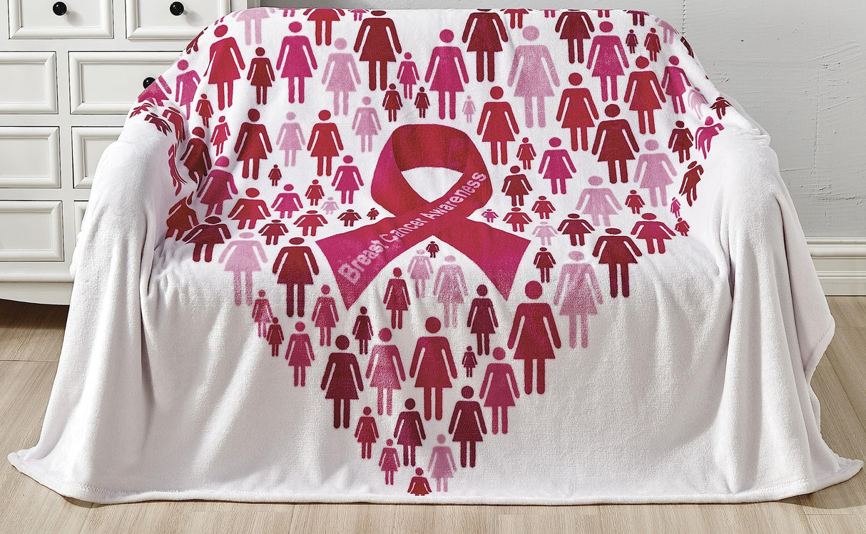 Faith, Hope, Love Home Decor Together We Rise Breast Cancer Awareness Heart Throw Blanket - Pinktober