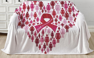 Faith, Hope, Love Home Decor Together We Rise Breast Cancer Awareness Heart Throw Blanket - Pinktober