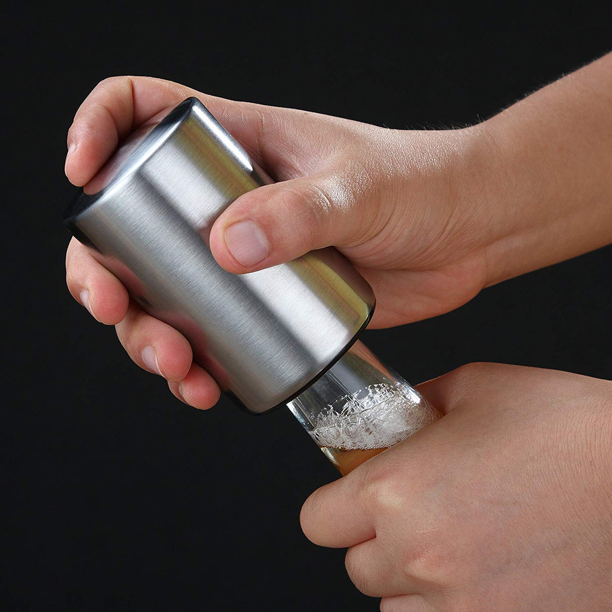 2-Pack BARSUPPLY Push Down Automatic Magnetic Beer Bottle Opener + BONUS Cap Gun