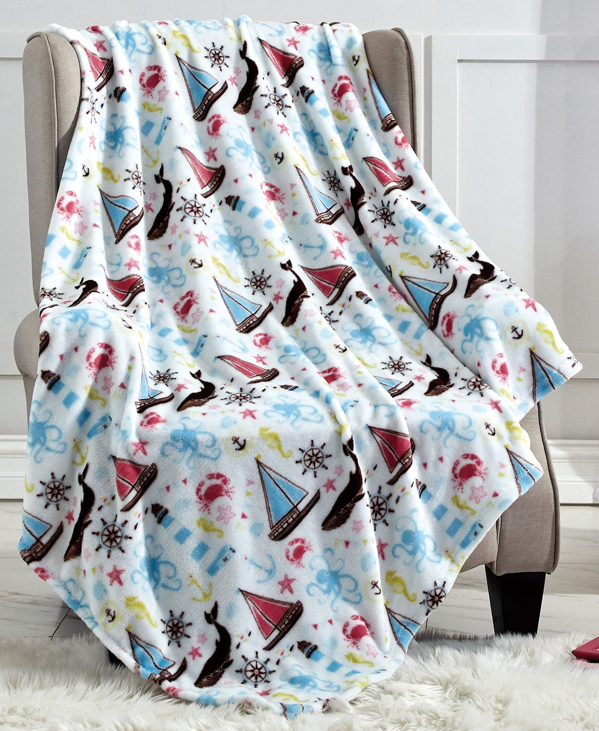Faith, Hope, Love Home Decor The Shore Extra Soft Throw Blanket (50" X 60") - Sea Life Nautical Throw Blanket