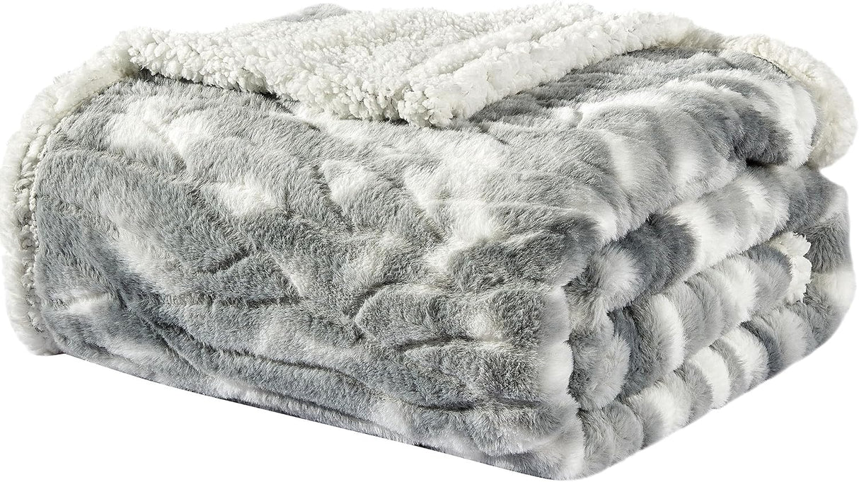 Alaska Faux Fur Shaggy Plush Sherpa Throw Blanket
