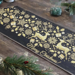 Magical Golden Reindeer Woven Tapestry Dining Table Runner