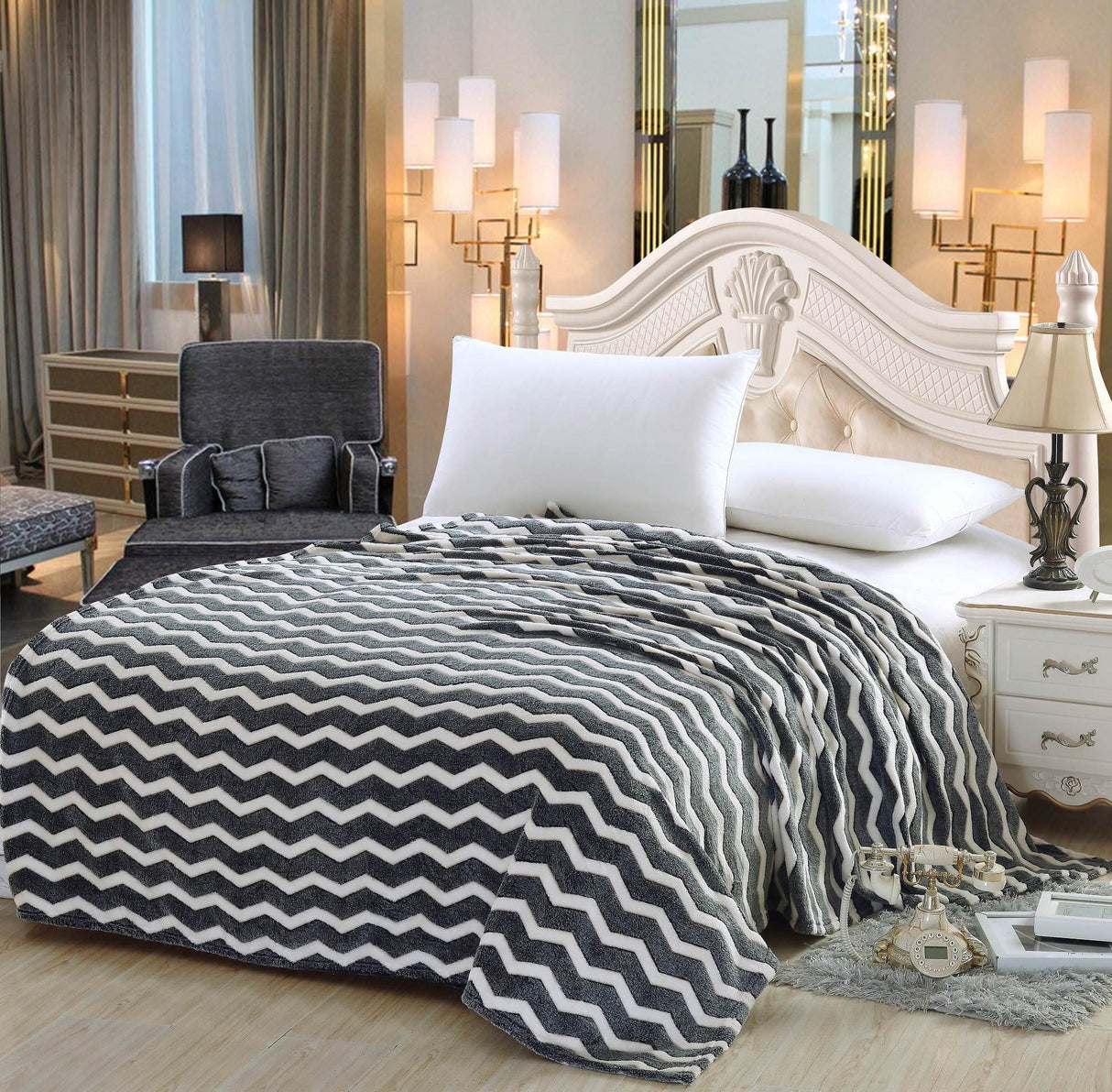 Faith, Hope, Love Home Decor Ultra Lush Full Size Chevron Microplush Blanke