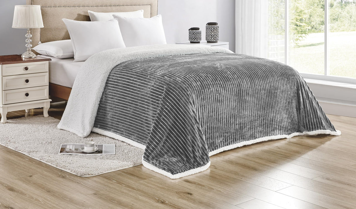 Decor&More Home Essentials Corduroy Sherpa Blanket (Multiple Size Options)