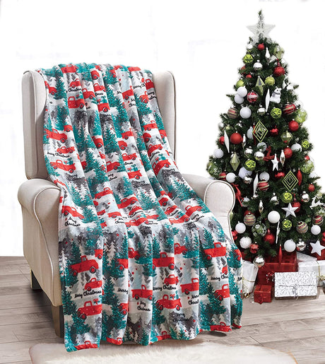 Festive holiday microplush throw blanket (50" x 60")