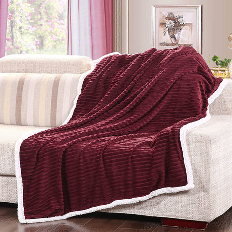 Ultra lush reversible sherpa corduroy throw blanket (50" x 60")