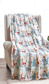 Decor&More Festive Holiday Microplush Throw Blanket (50" x 60") - Forest Friends