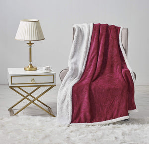 Decor&More Bon Iver Collection Extra Soft Mandala Embossed Microplush Throw Blanket with Sherpa Backing (50" x 60")