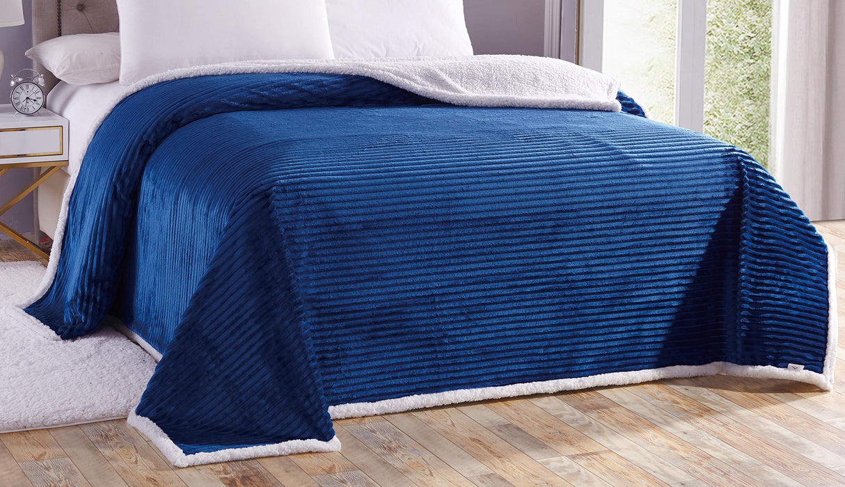 Decor&More Ultra Lush Reversible Sherpa Corduroy Blanket
