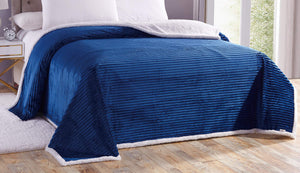 Decor&More Ultra Lush Reversible Sherpa Corduroy Blanket