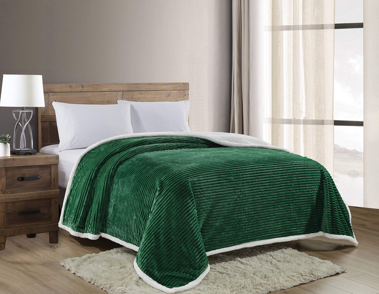 Decor&More Home Essentials Corduroy Sherpa Blanket - Green
