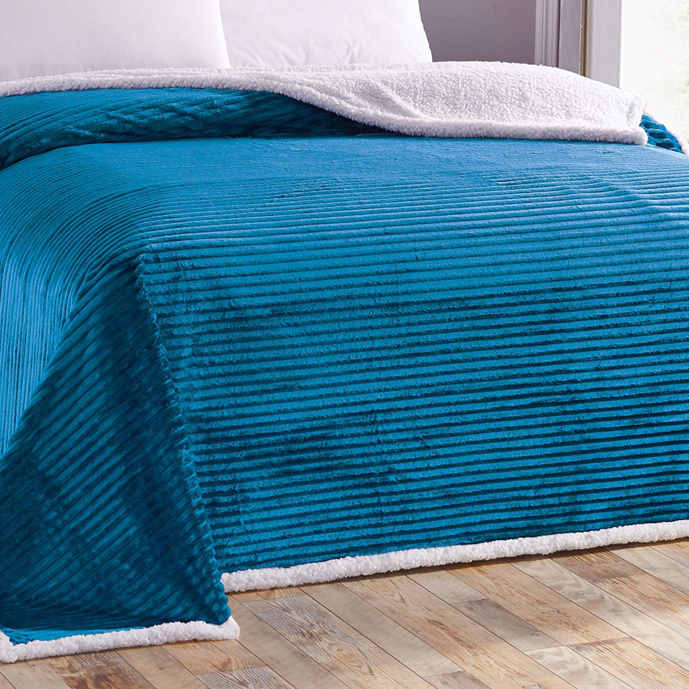 Decor&More Home Essentials Corduroy Sherpa Blanket (Multiple Size Options)