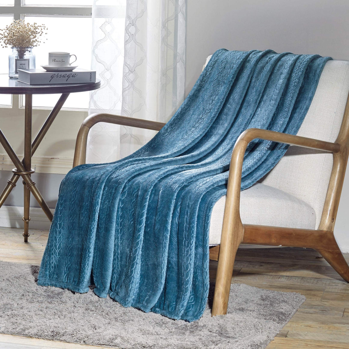 Decor&More Double Helix Embossed Ultra Lush Throw Blanket (50" x 60")