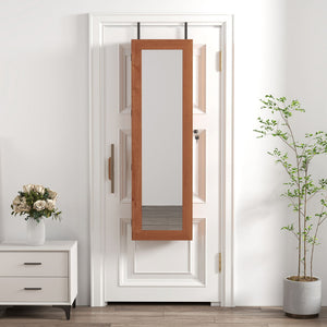 Jewelry Armoire Organizer With Full Length Mirror, Wall Mounted Lockable Cabinet With LED Light