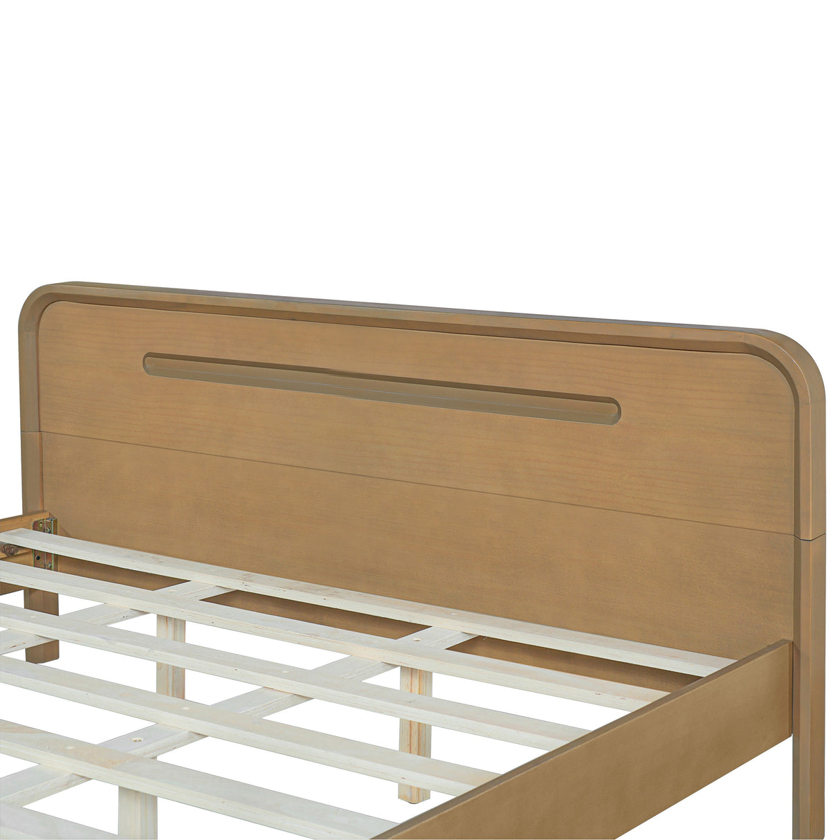 Pine Solid Wood Queen Size Bed, Rustic Yellow