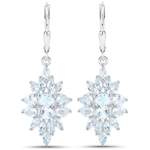 19.18 Carat Genuine Blue Topaz .925 Sterling Silver 3 Piece Jewelry Set (Ring, Earrings, and Pendant w/ Chain)