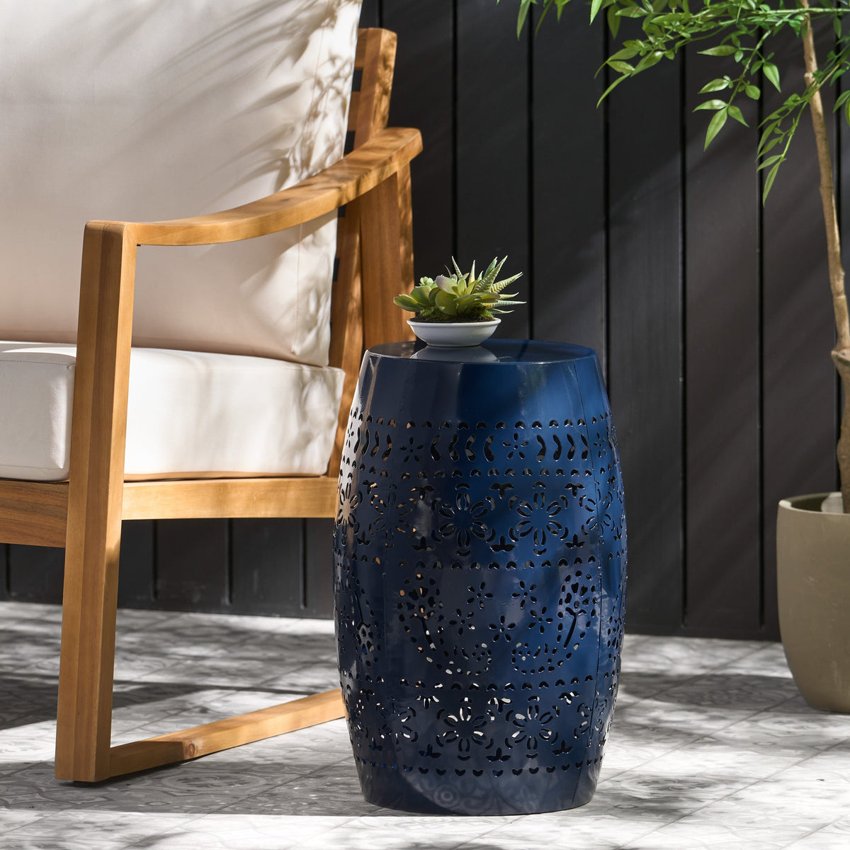 Ruby Side Table Lace Cut Metal End Table for Outdoor & Indoor Use