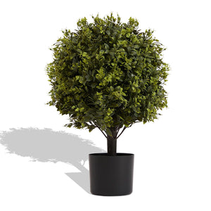 Artificial Ball Topiary Tree Decoration In Pot (Set of 2) - Green
