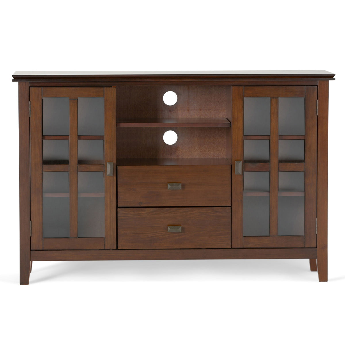 Handcrafted Tall TV Media Stand with Glass Doors and Storage - Multiple Colors