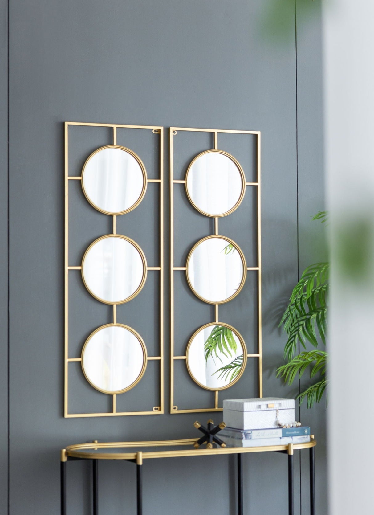 3 Mirror Piece Wall Mirror In Rectangular Frame For Bedroom And Living Room