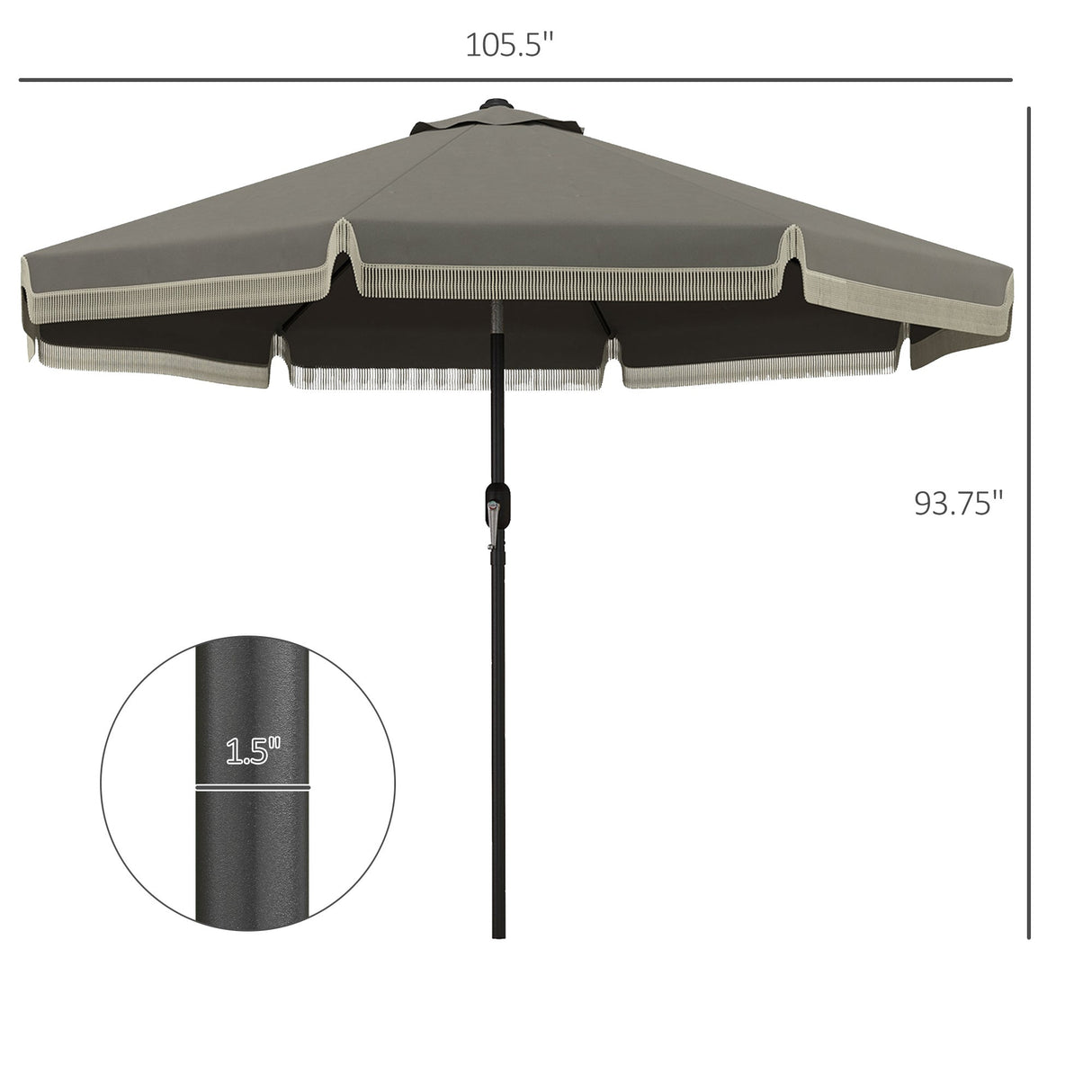 Outsunny 9ft Patio Umbrella with Push Button Tilt and Crank