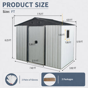 8ft x 4ft Outdoor Metal Storage Shed with Window