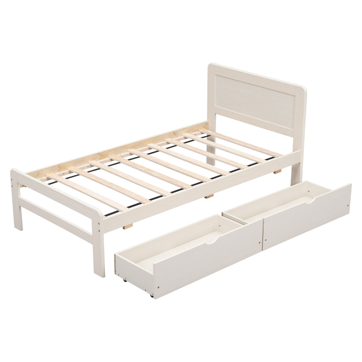 The Space-Saving Rubberwood Twin Bed With Integrated Storage