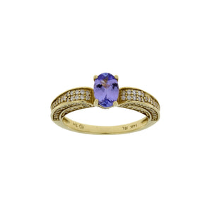 1.45ct Tanzanite Diamond Eng Only 14KT Yellow Gold