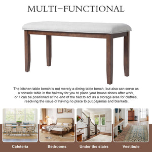 6 Piece Extendable Dining Table Set, Wood Table With Removable Leaf, 4 Upholstered Chairs And Bench - Cherry