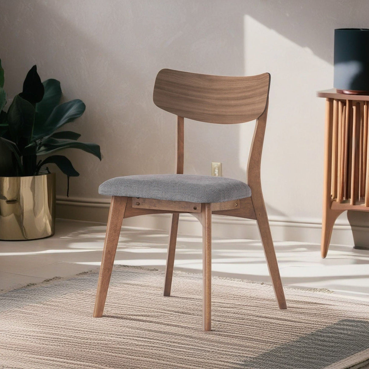 Mid Century Upholstered Dining Chairs (Set of 2)