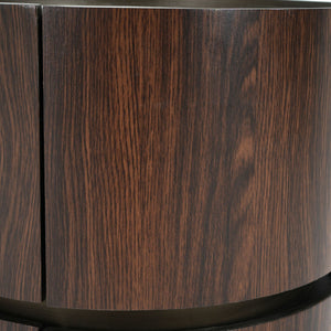 Elegant Italian High Grade Double Layer Storage Round Side Table - Brown / Black