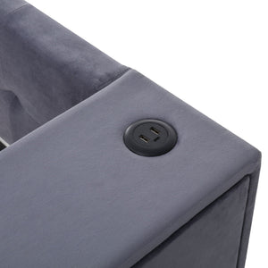 Upholstered Bed With Storage And Twin Trundle, USB Charging Ports