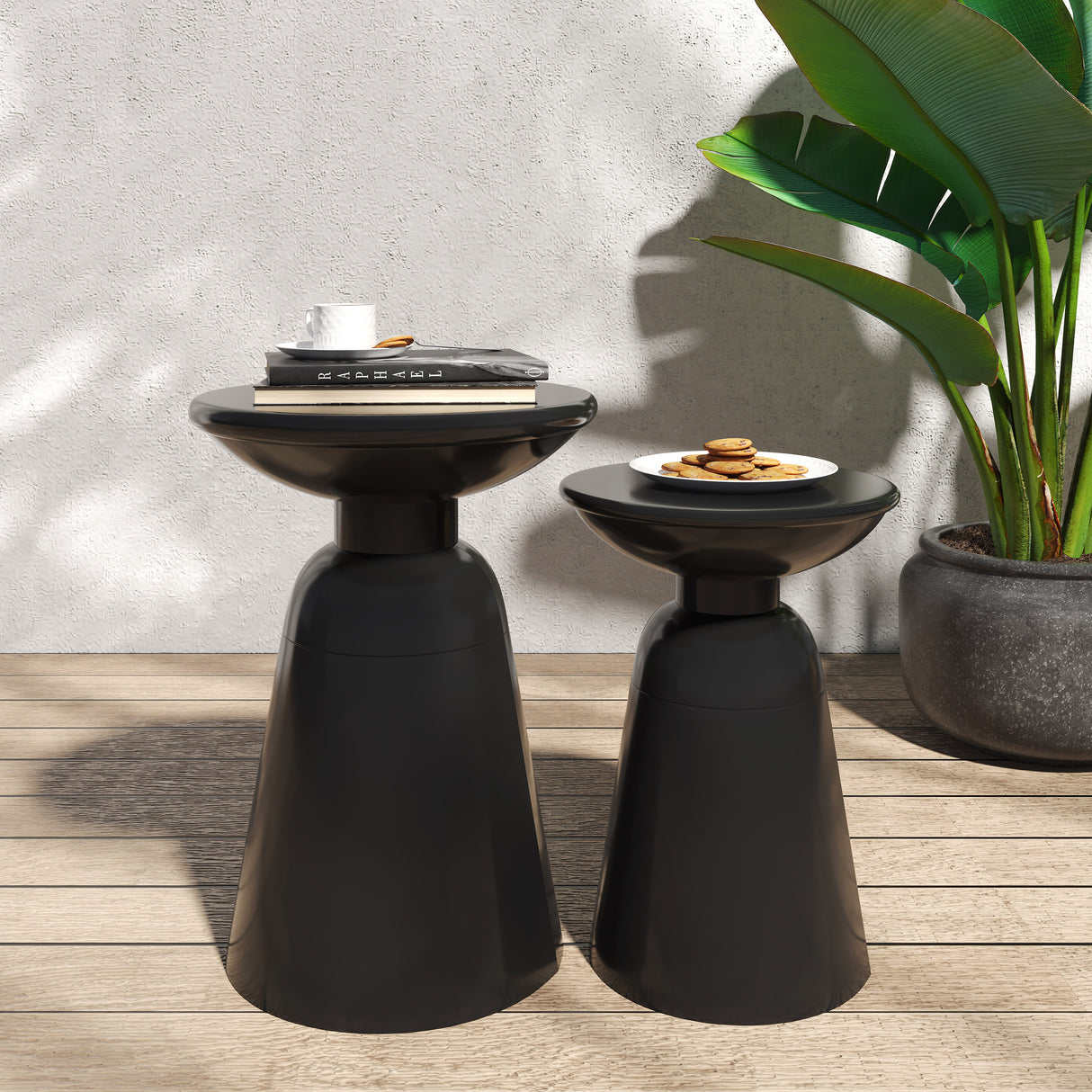 Modern pedestal side table set