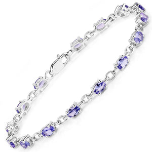 3.12 Carat Genuine Tanzanite .925 Sterling Silver Bracelet