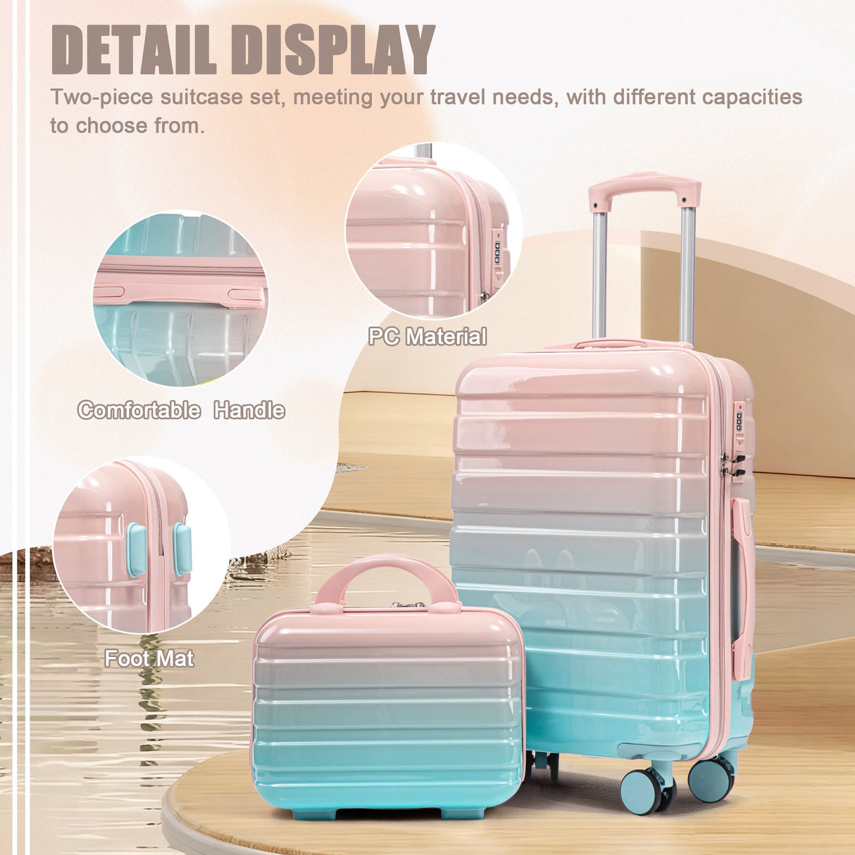 14' & 20' 2-Piece PC Spinner Wheel Carry-On Luggage Set