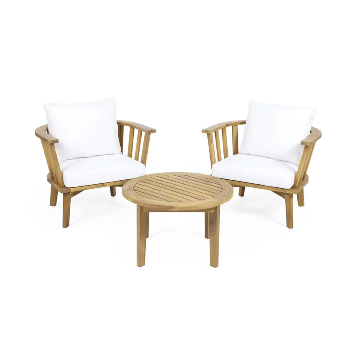 Patio Furniture Set: Outdoor Acacia Wood Patio Club Chair with Table