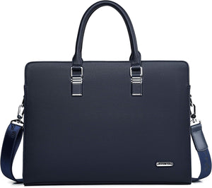 Genuine Leather Business Briefcase 15.6 Inch Laptop Bag Multi Compartment