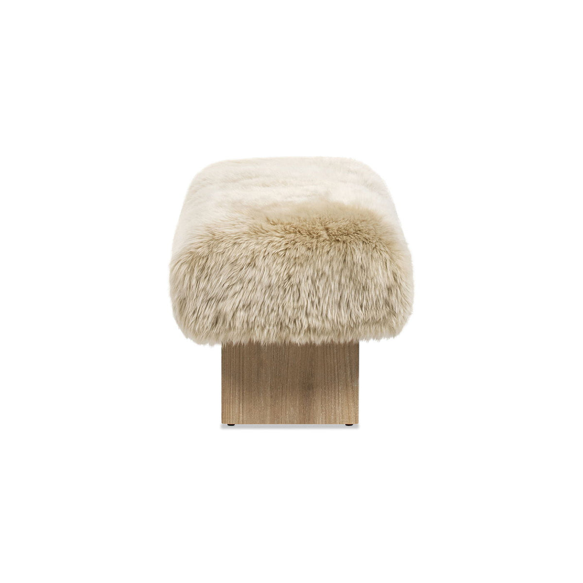 Natural Blonde Sheepskin Fur Rectangular Accent Bench with Plush Upholstery - 49"
