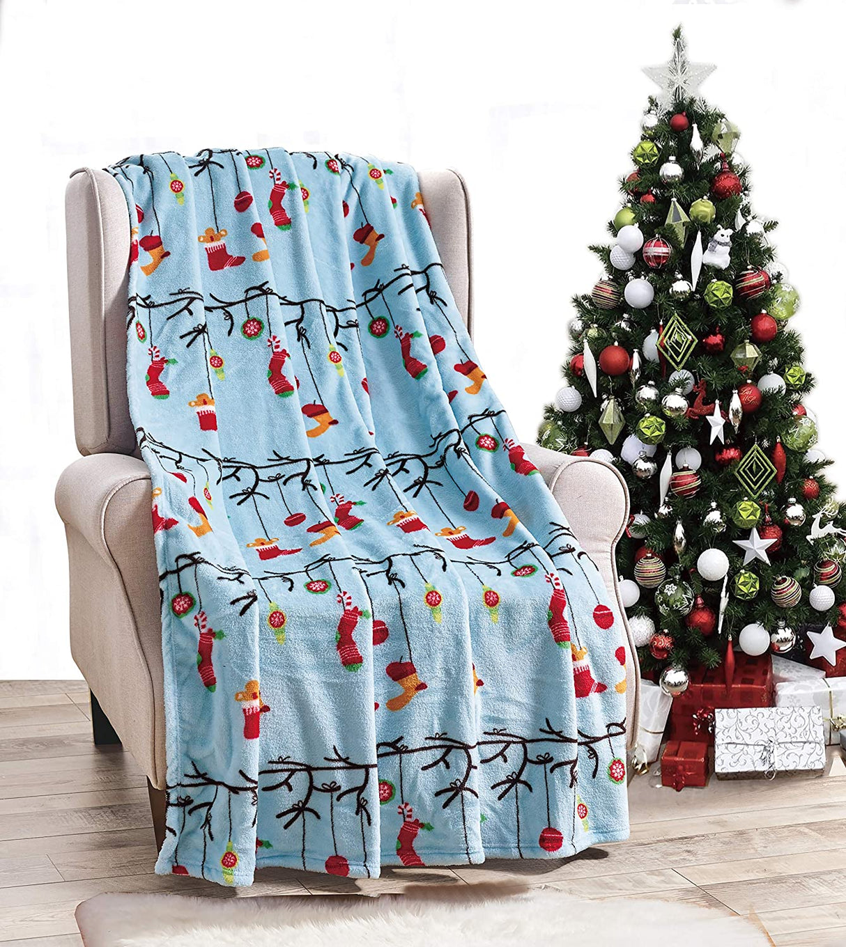Noblehouse velvet touch holiday throw fleece blanket (50" x 60")