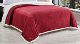 Homeessentials extra heavy and plush chevron braided king size microplush jacquard blanket with sherpa backing (108" x 90") - burgundy
