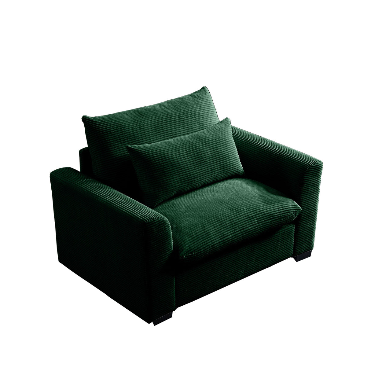 Green Corduroy Deep Seat Single Sofa Accent Chair