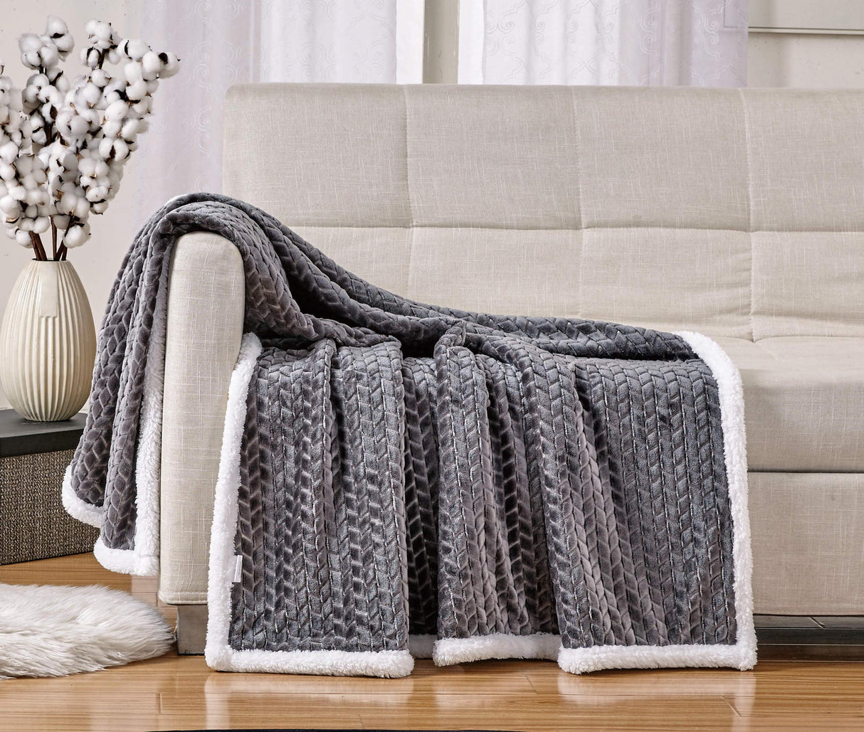 Decor&More HomeEssentials Ultra Lush Heavy Sherpa Throw Blanket (50" x 60")